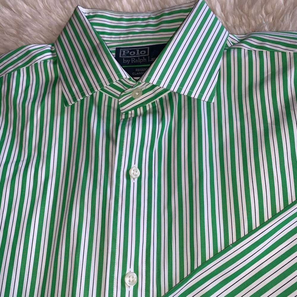 Polo Ralph Lauren green stripe dress shirt NWOT